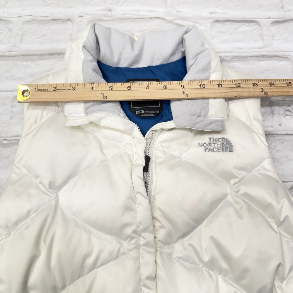 The North Face 550 Goose Down Quilted Puffer Vest Women's Sz Medium White‎ Blue - Picture 9 of 14